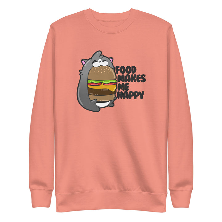 FOOD MAKES ME HAPPY - Sweatshirt - ChubbleGumLLC