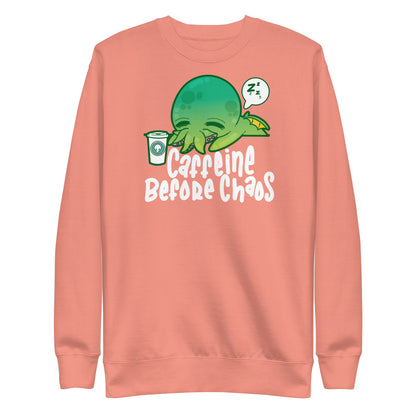 CAFFEINE BEFORE CHAOS - Modded Sweatshirt - ChubbleGumLLC