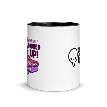 MY WEEKEND IS ALL BOOKED UP - Mug with Color Inside - ChubbleGumLLC