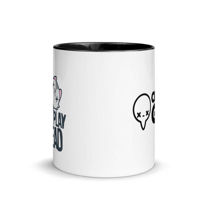 AVOID REAL LIFE PLAY DEAD - Mug with Color Inside - ChubbleGumLLC