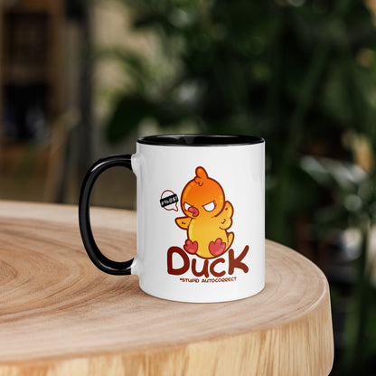 DUCK STUPID AUTOCORRECT - Mug with Color Inside - ChubbleGumLLC