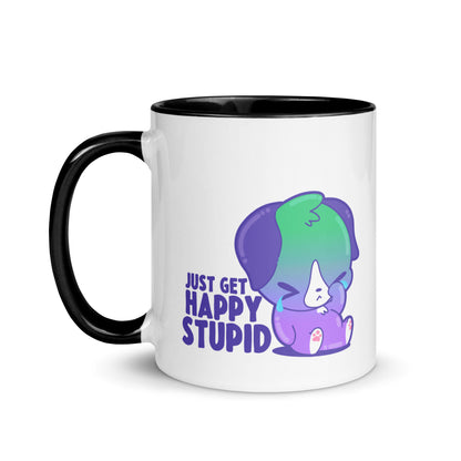 JUST GET HAPPY STUPID - Mug With Color Inside - ChubbleGumLLC