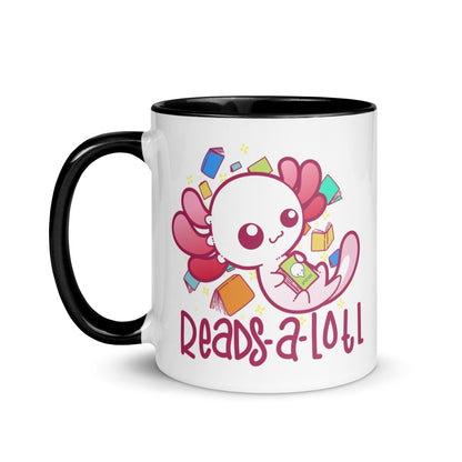 READS A LOTL - Mug with Color Inside - ChubbleGumLLC