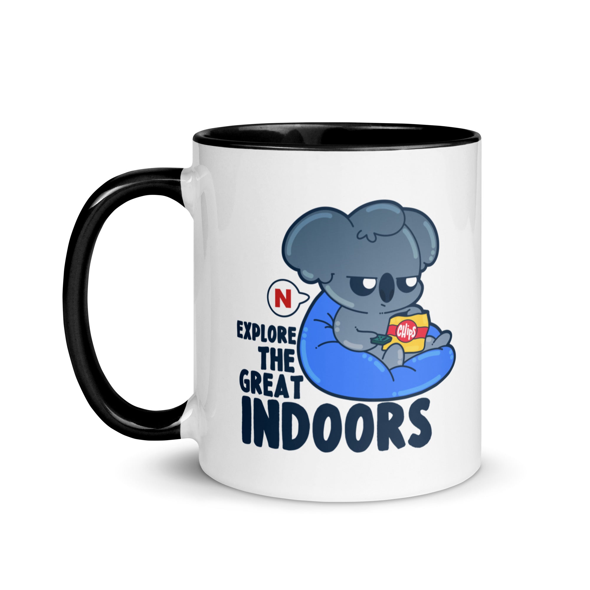 EXPLORE THE GREAT INDOORS - Mug with Color Inside - ChubbleGumLLC