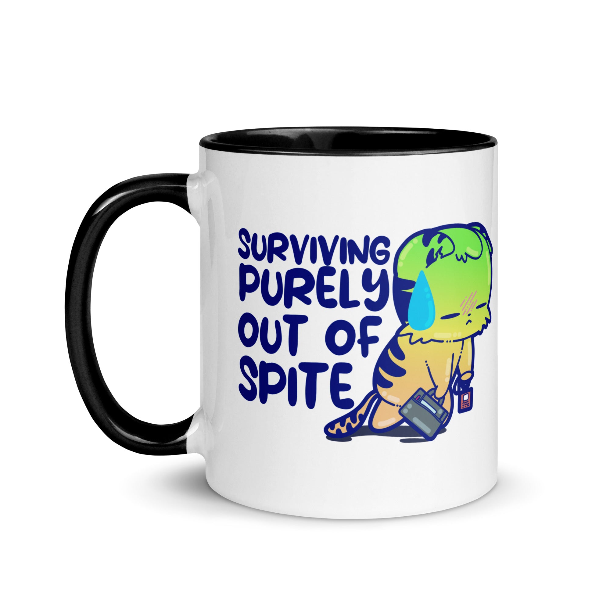 SURVIVING PURELY OUT OF SPITE - Mug with Color Inside - ChubbleGumLLC