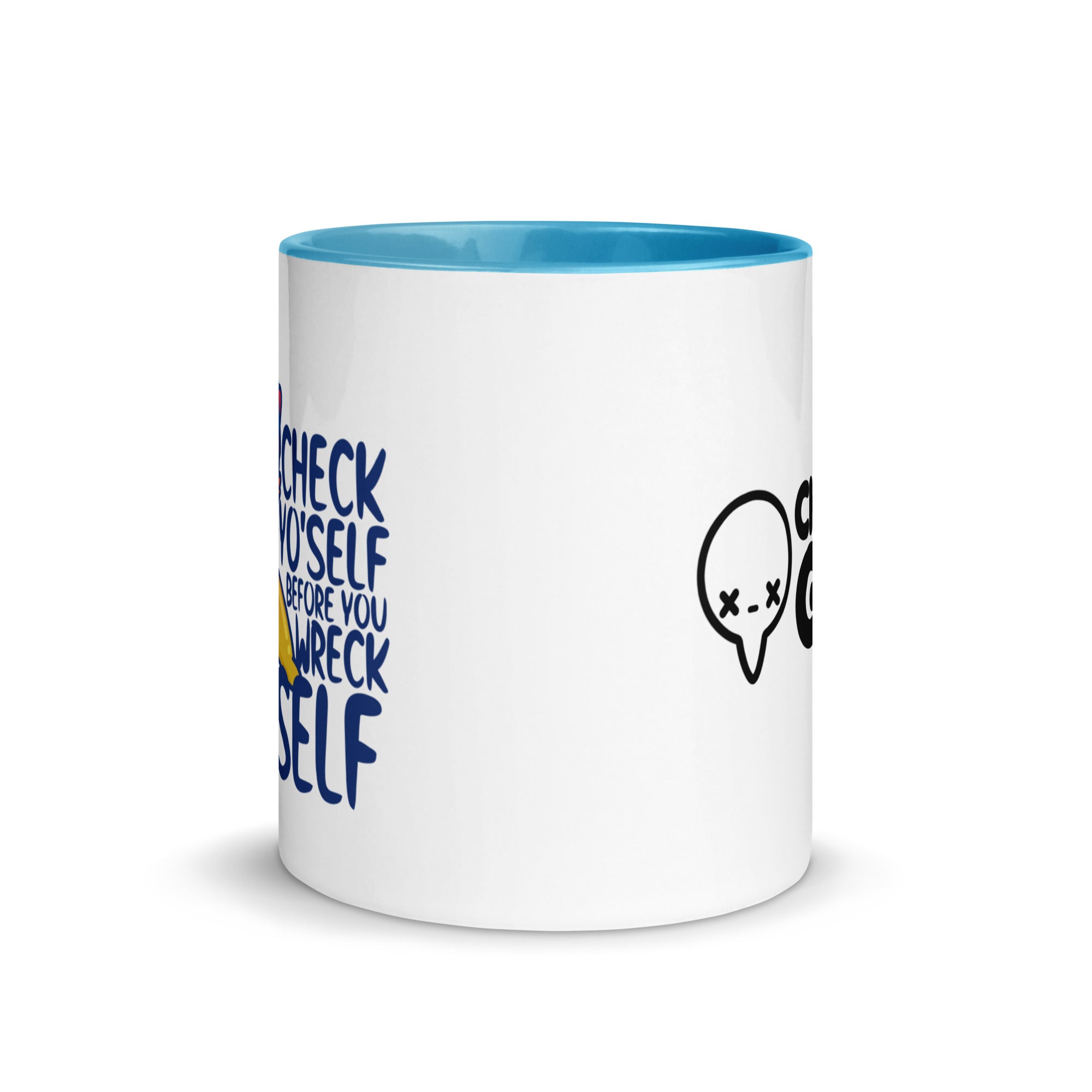 CHECK YOSELF - Mug With Color Inside - ChubbleGumLLC