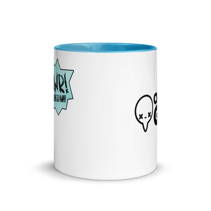 RAWR MEANS GO AWAY - Mug with Color Inside - ChubbleGumLLC