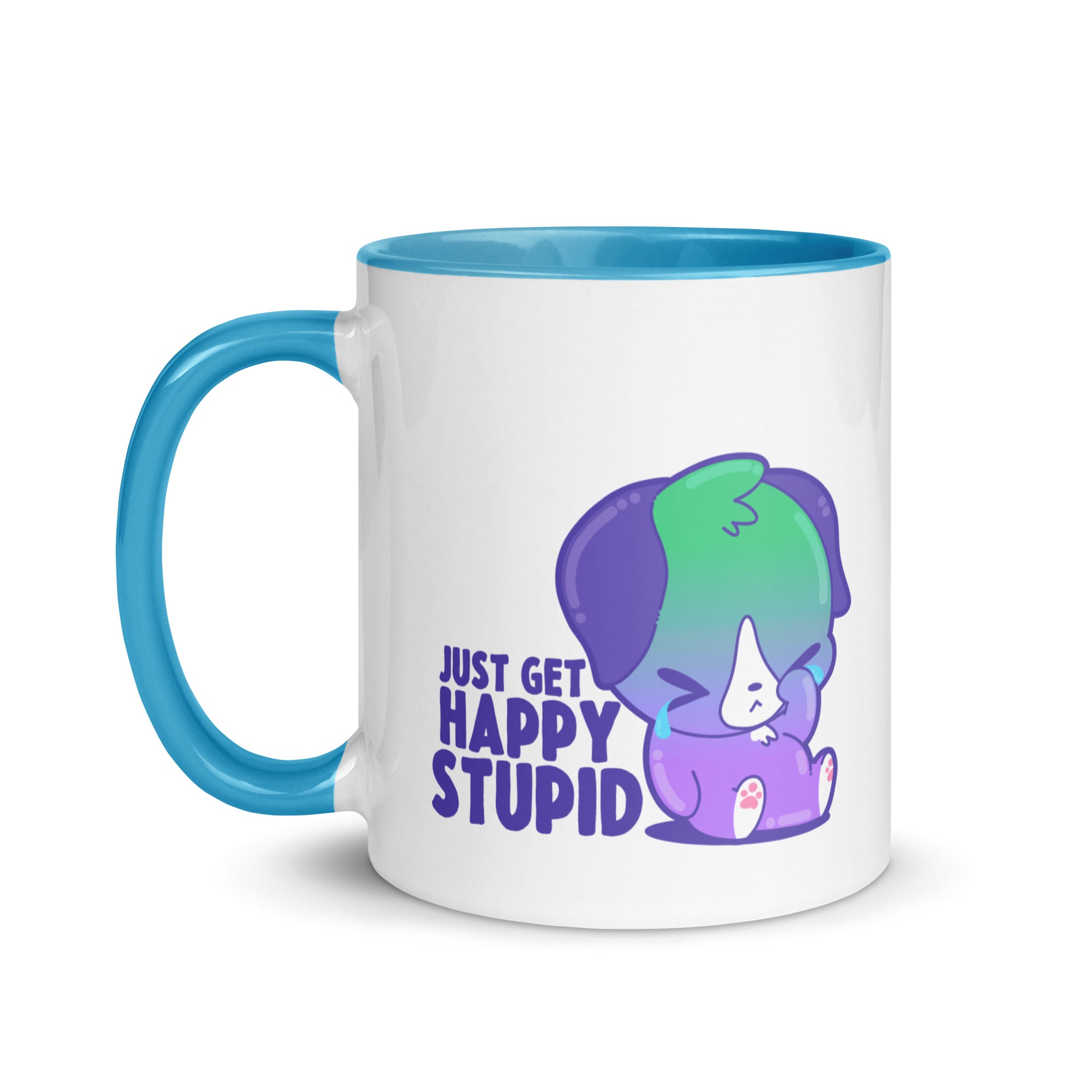 JUST GET HAPPY STUPID - Mug With Color Inside - ChubbleGumLLC