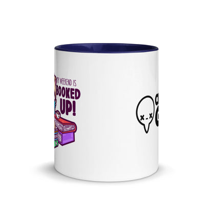 MY WEEKEND IS ALL BOOKED UP - Mug with Color Inside - ChubbleGumLLC