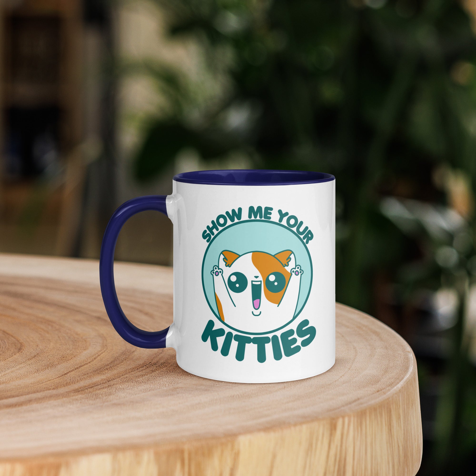 SHOW ME YOUR KITTIES - Mug with Color Inside - ChubbleGumLLC