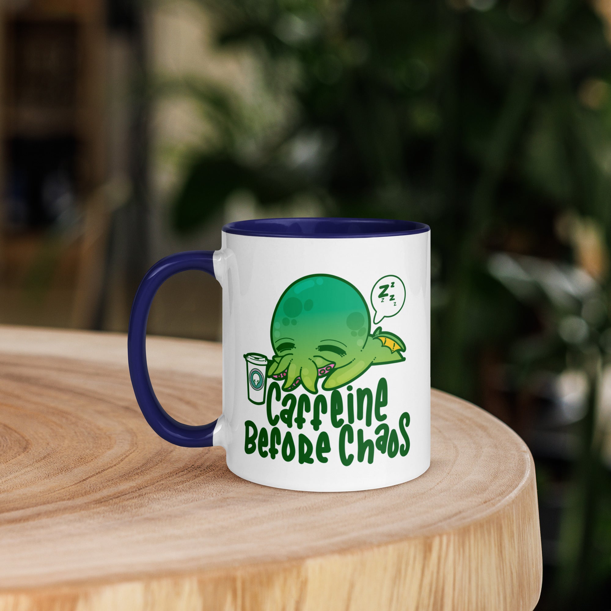 CAFFEINE BEFORE CHAOS - Mug with Color Inside - ChubbleGumLLC