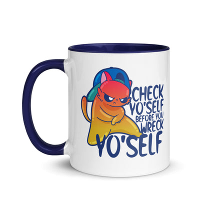 CHECK YOSELF - Mug With Color Inside - ChubbleGumLLC