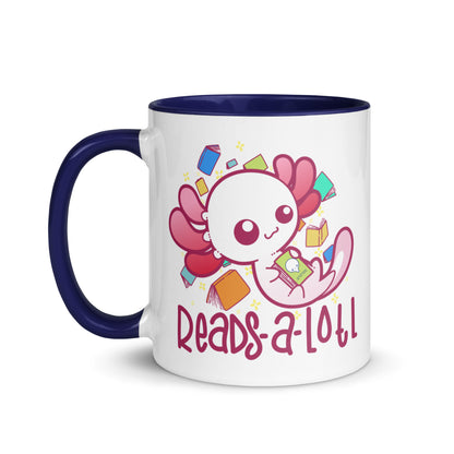 READS A LOTL - Mug with Color Inside - ChubbleGumLLC