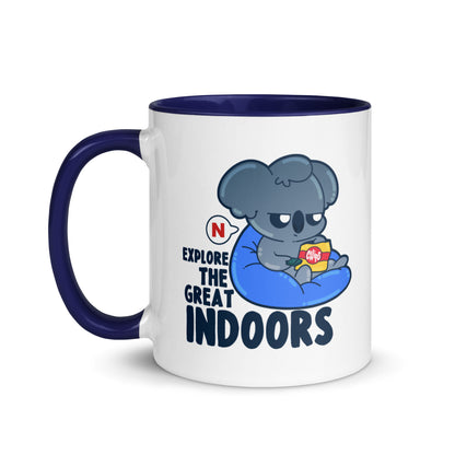 EXPLORE THE GREAT INDOORS - Mug with Color Inside - ChubbleGumLLC