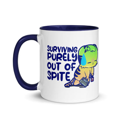 SURVIVING PURELY OUT OF SPITE - Mug with Color Inside - ChubbleGumLLC