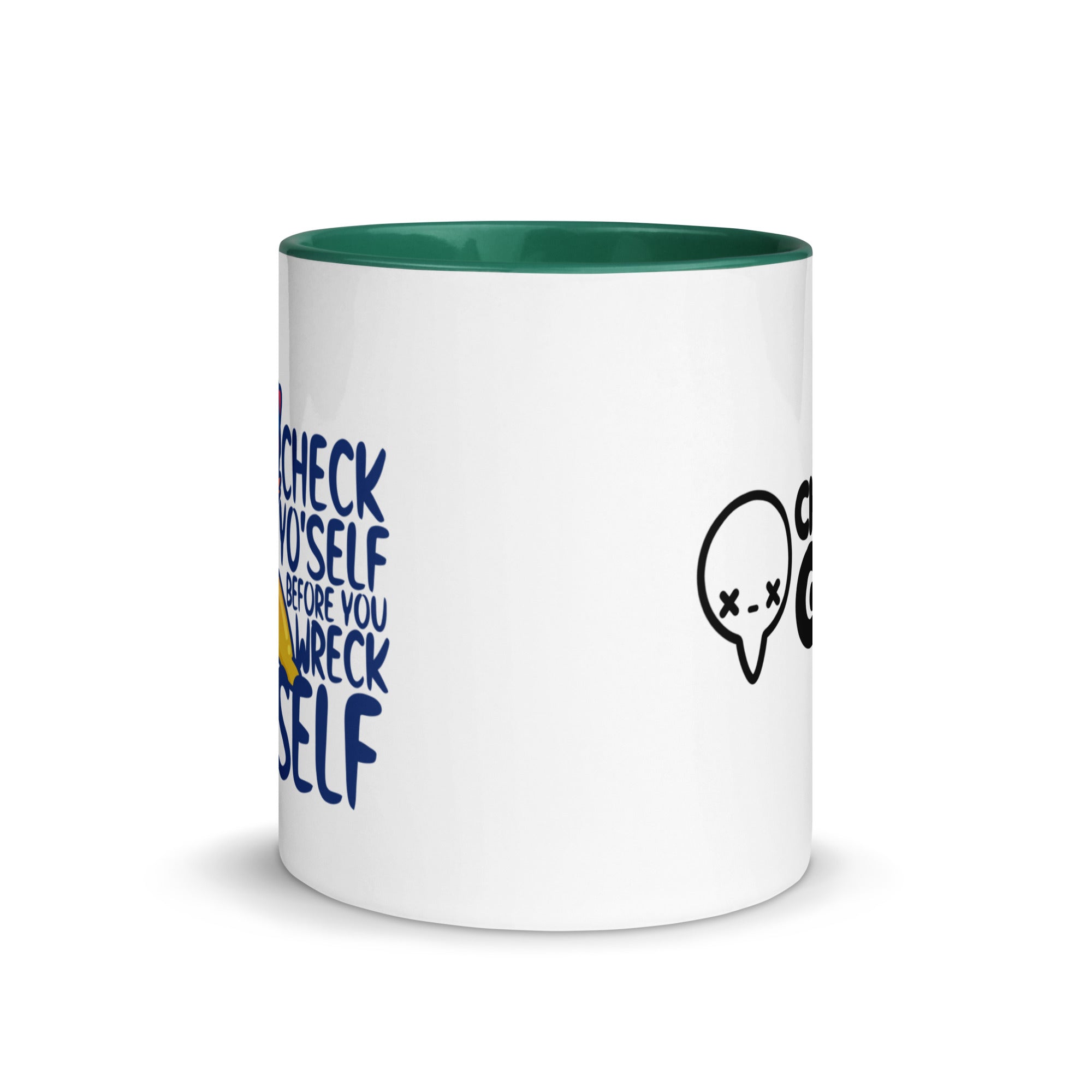 CHECK YOSELF - Mug With Color Inside - ChubbleGumLLC