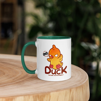 DUCK STUPID AUTOCORRECT - Mug with Color Inside - ChubbleGumLLC