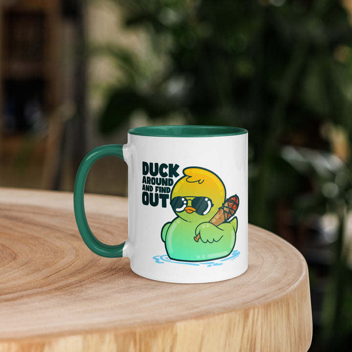 DUCK AROUND AND FIND OUT - Mug with Color Inside - ChubbleGumLLC