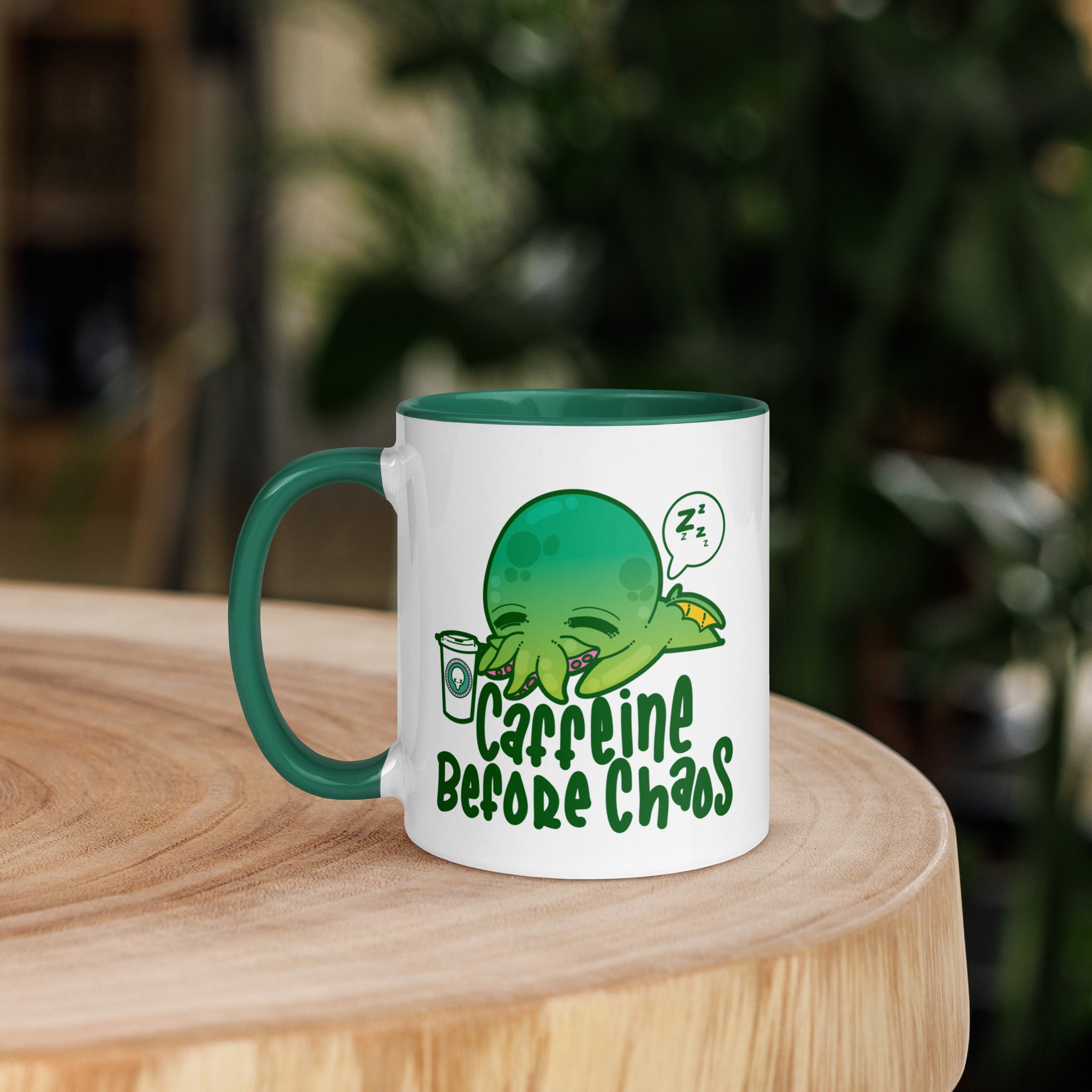 CAFFEINE BEFORE CHAOS - Mug with Color Inside - ChubbleGumLLC