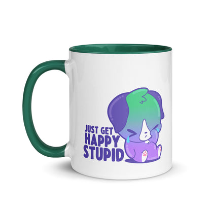 JUST GET HAPPY STUPID - Mug With Color Inside - ChubbleGumLLC