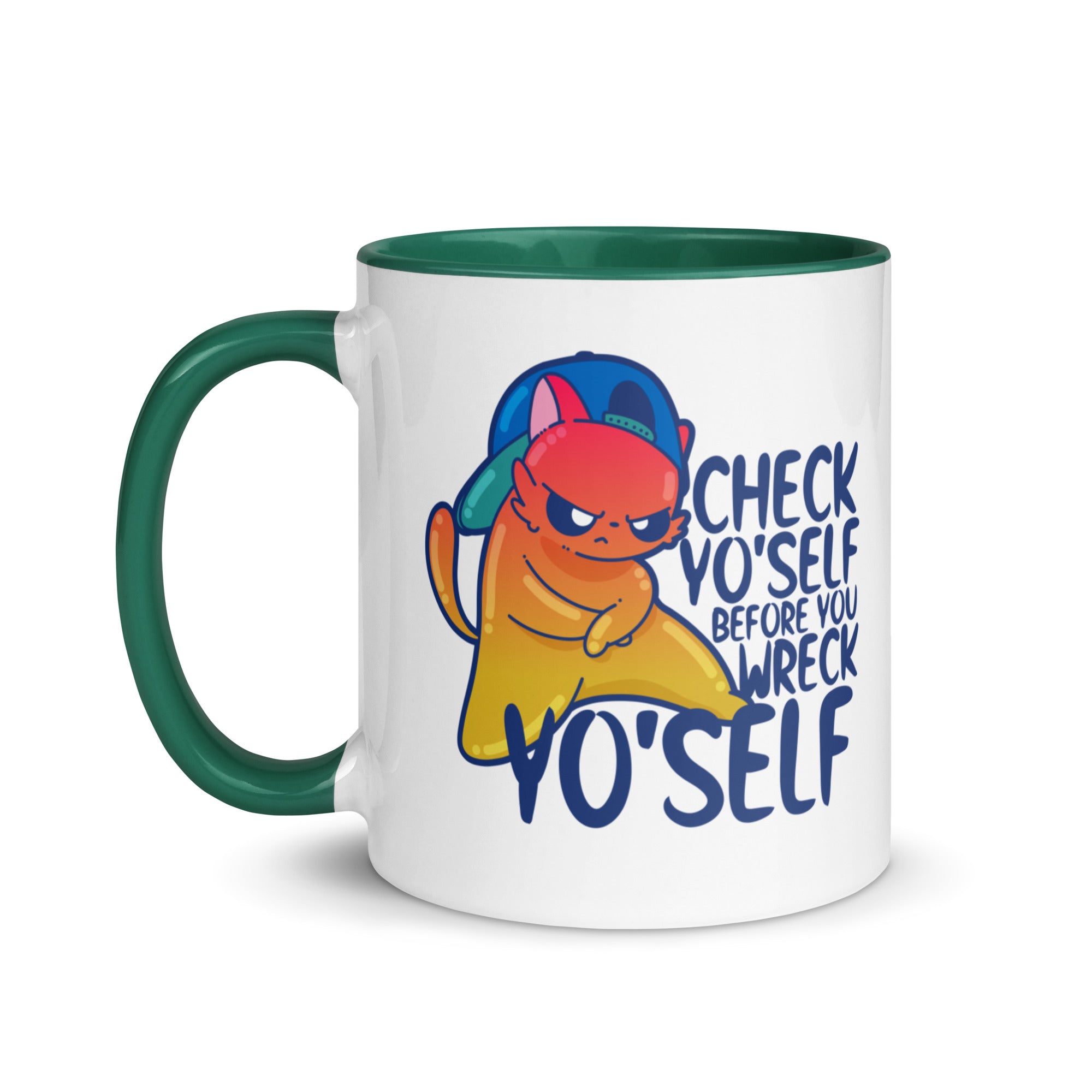 CHECK YOSELF - Mug With Color Inside - ChubbleGumLLC