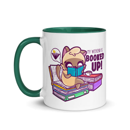 MY WEEKEND IS ALL BOOKED UP - Mug with Color Inside - ChubbleGumLLC