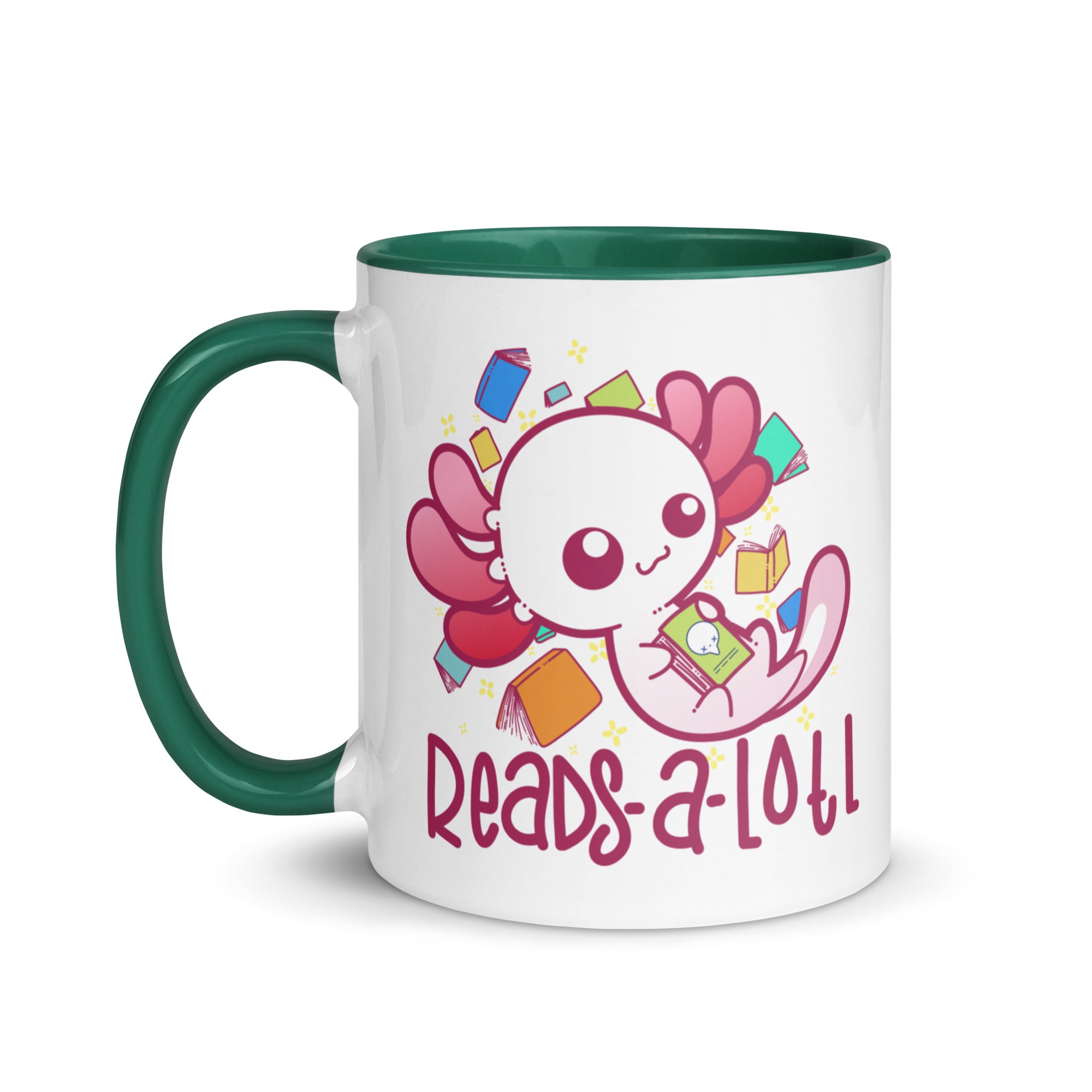 READS A LOTL - Mug with Color Inside - ChubbleGumLLC