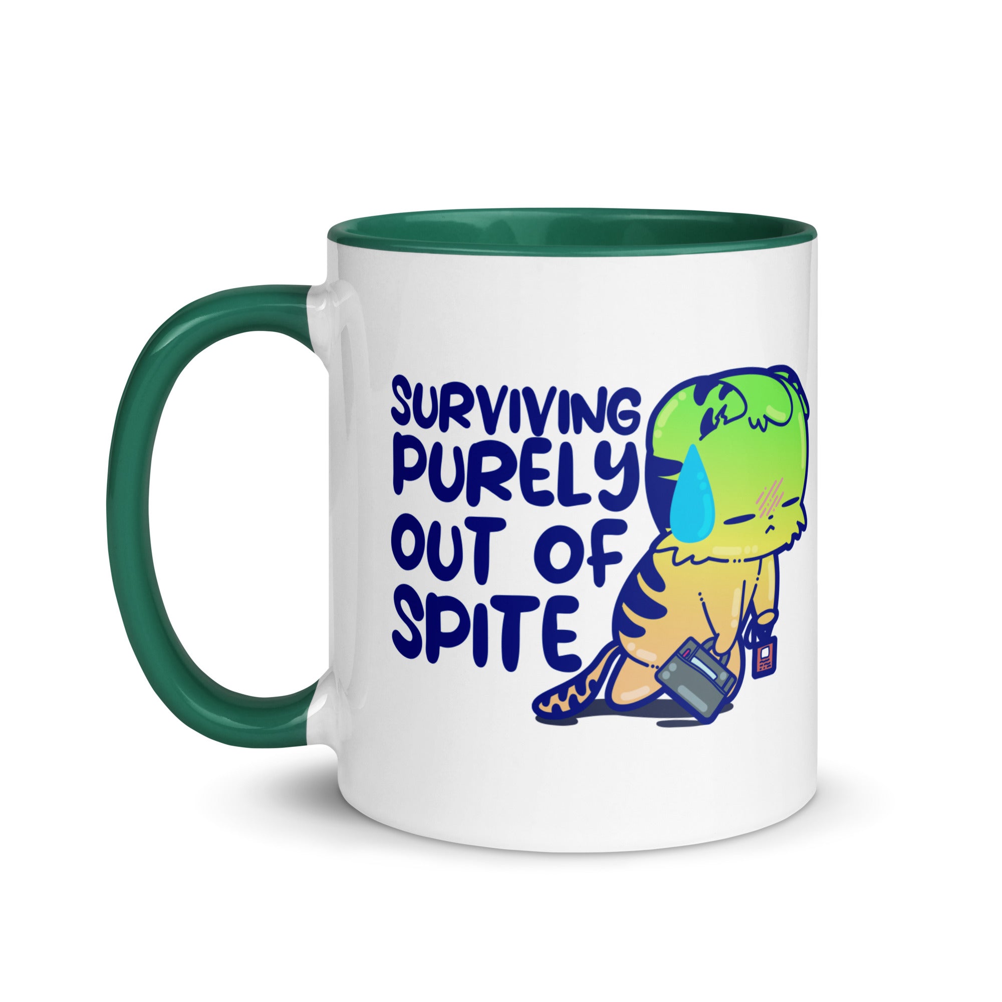 SURVIVING PURELY OUT OF SPITE - Mug with Color Inside - ChubbleGumLLC