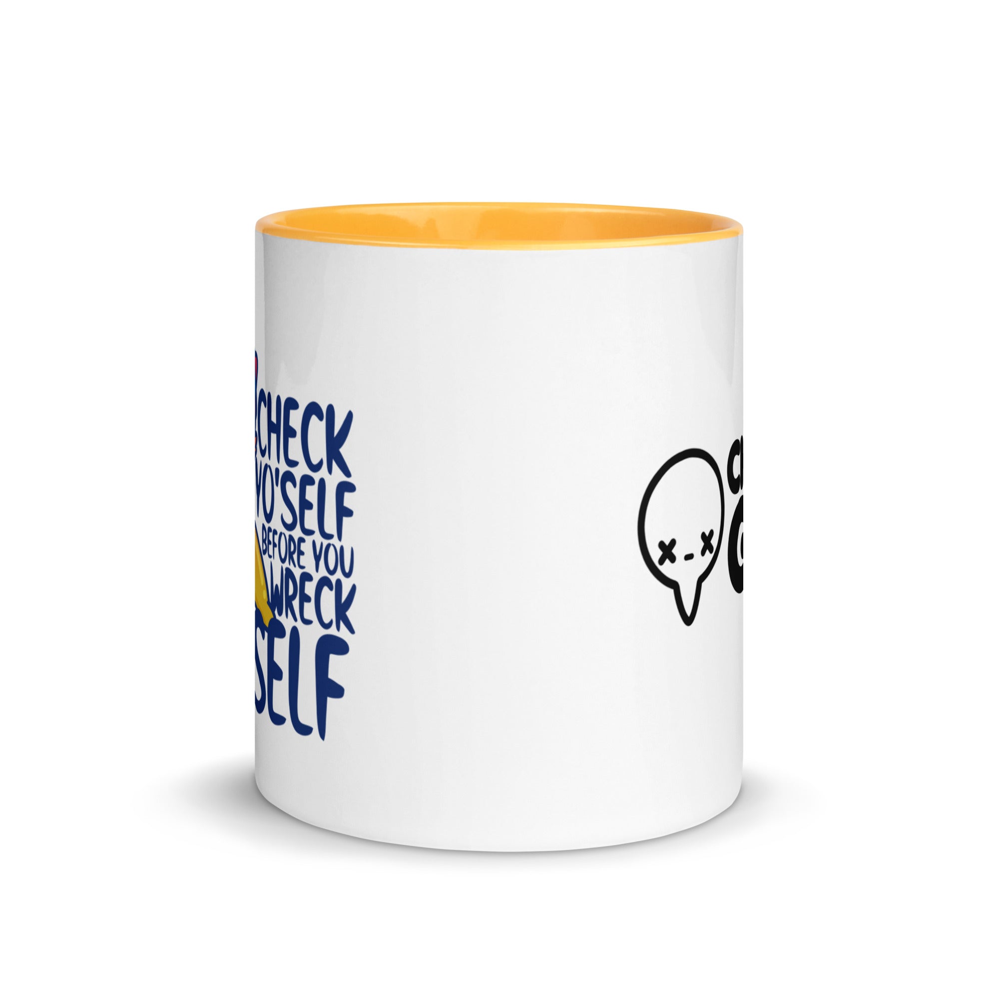 CHECK YOSELF - Mug With Color Inside - ChubbleGumLLC