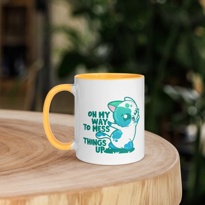 ON MY WAY TO MESS THINGS UP - Mug with Color Inside - ChubbleGumLLC