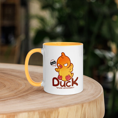 DUCK STUPID AUTOCORRECT - Mug with Color Inside - ChubbleGumLLC