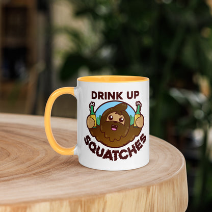 DRINK UP SQUATCHES - Mug with Color Inside - ChubbleGumLLC