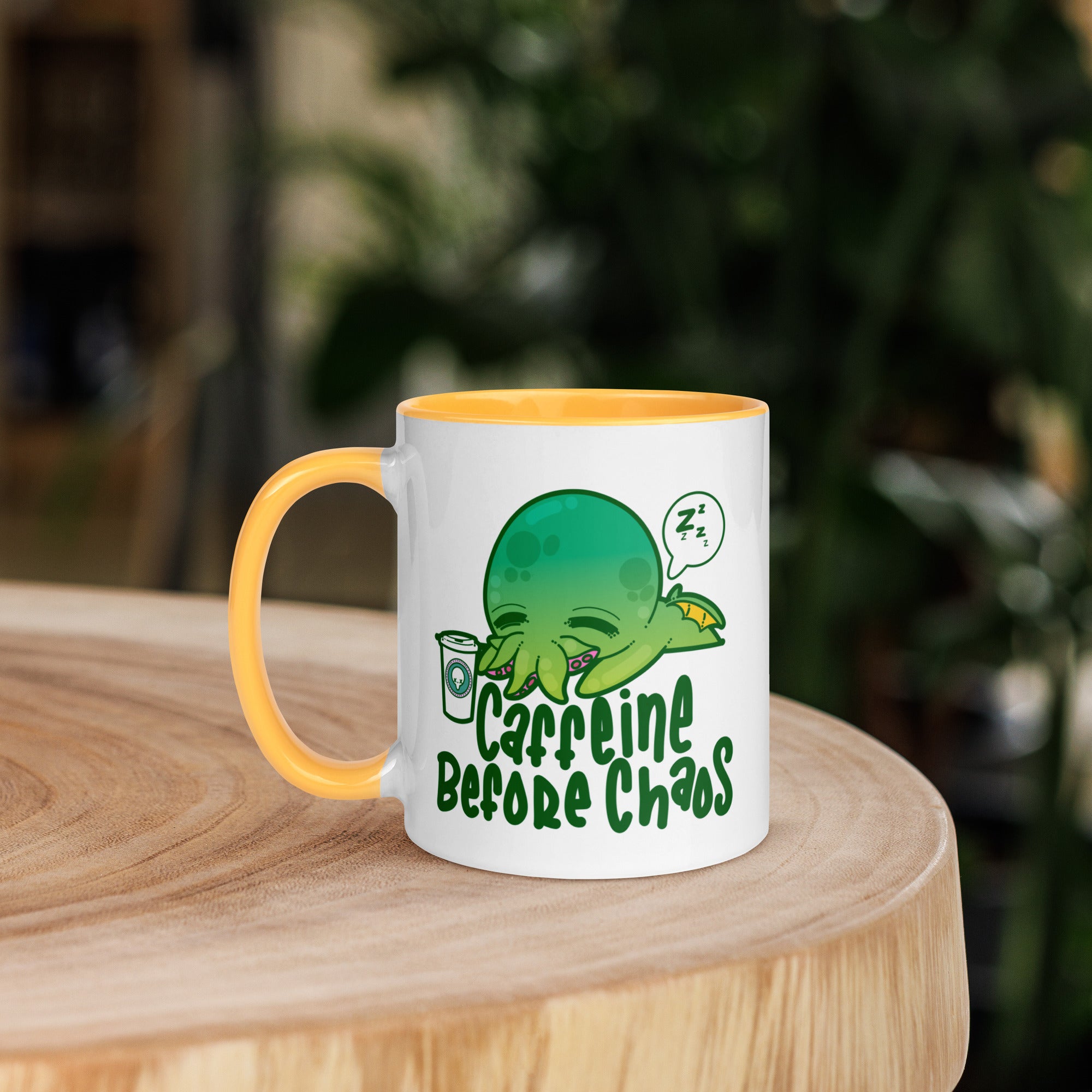 CAFFEINE BEFORE CHAOS - Mug with Color Inside - ChubbleGumLLC