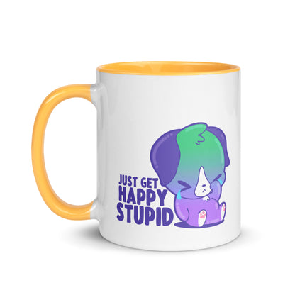 JUST GET HAPPY STUPID - Mug With Color Inside - ChubbleGumLLC