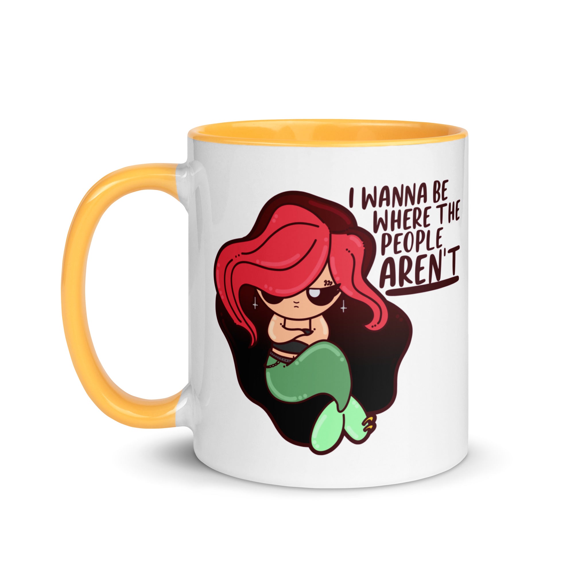 I WANNA BE WHERE THE PEOPLE ARENT - Mug With Color Inside - ChubbleGumLLC