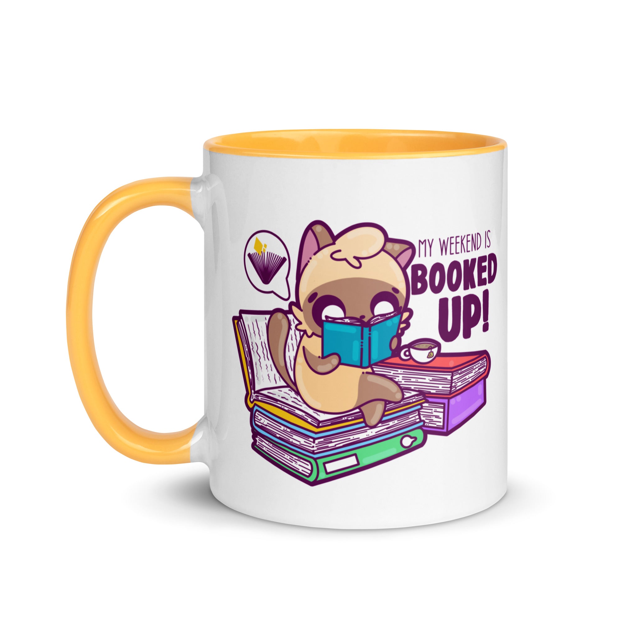 MY WEEKEND IS ALL BOOKED UP - Mug with Color Inside - ChubbleGumLLC