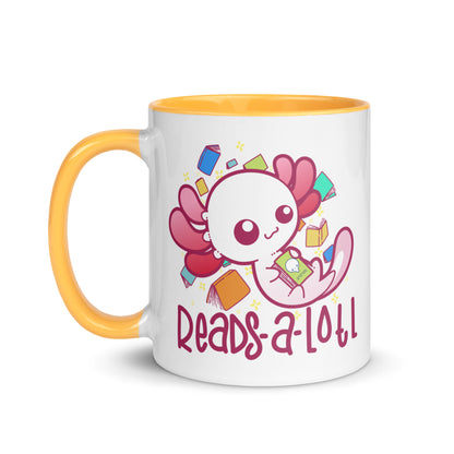 READS A LOTL - Mug with Color Inside - ChubbleGumLLC