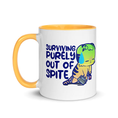 SURVIVING PURELY OUT OF SPITE - Mug with Color Inside - ChubbleGumLLC