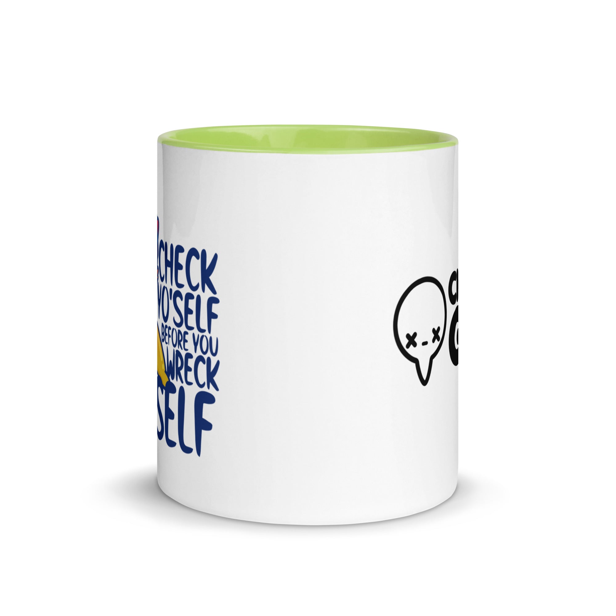 CHECK YOSELF - Mug With Color Inside - ChubbleGumLLC