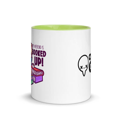 MY WEEKEND IS ALL BOOKED UP - Mug with Color Inside - ChubbleGumLLC