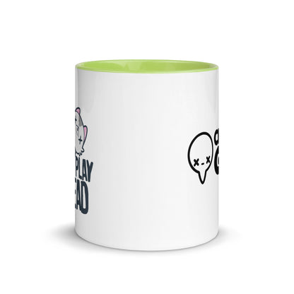 AVOID REAL LIFE PLAY DEAD - Mug with Color Inside - ChubbleGumLLC