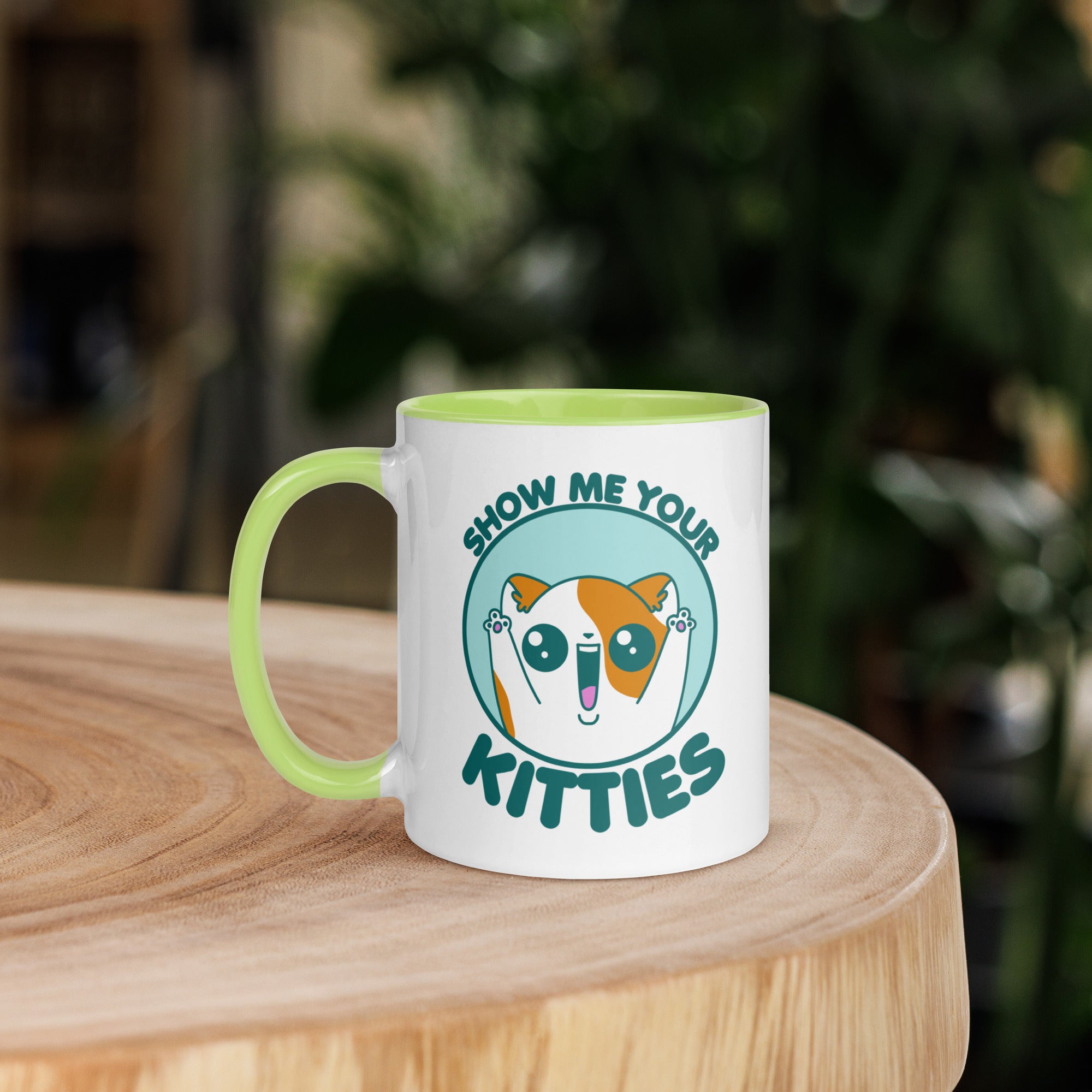 SHOW ME YOUR KITTIES - Mug with Color Inside - ChubbleGumLLC