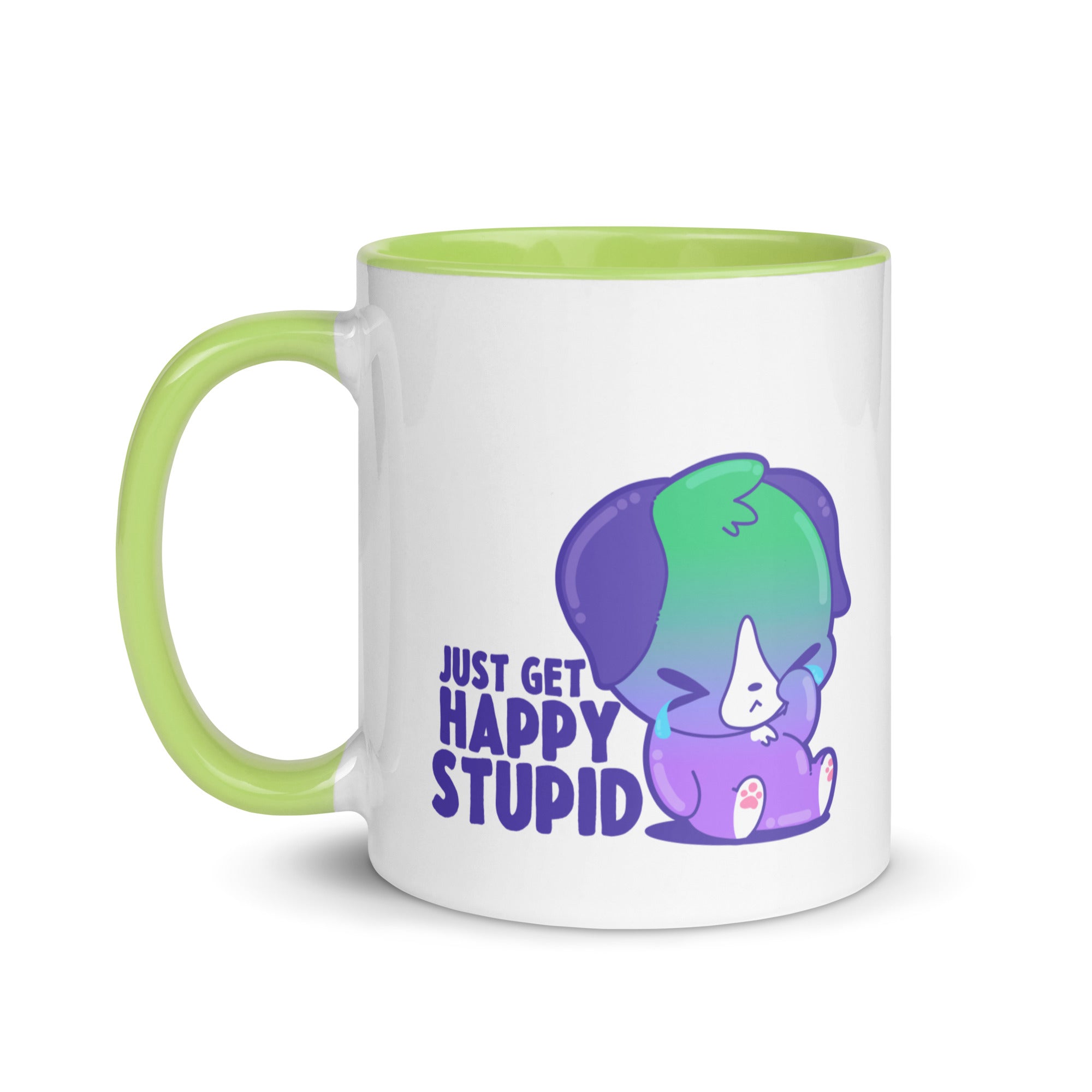 JUST GET HAPPY STUPID - Mug With Color Inside - ChubbleGumLLC