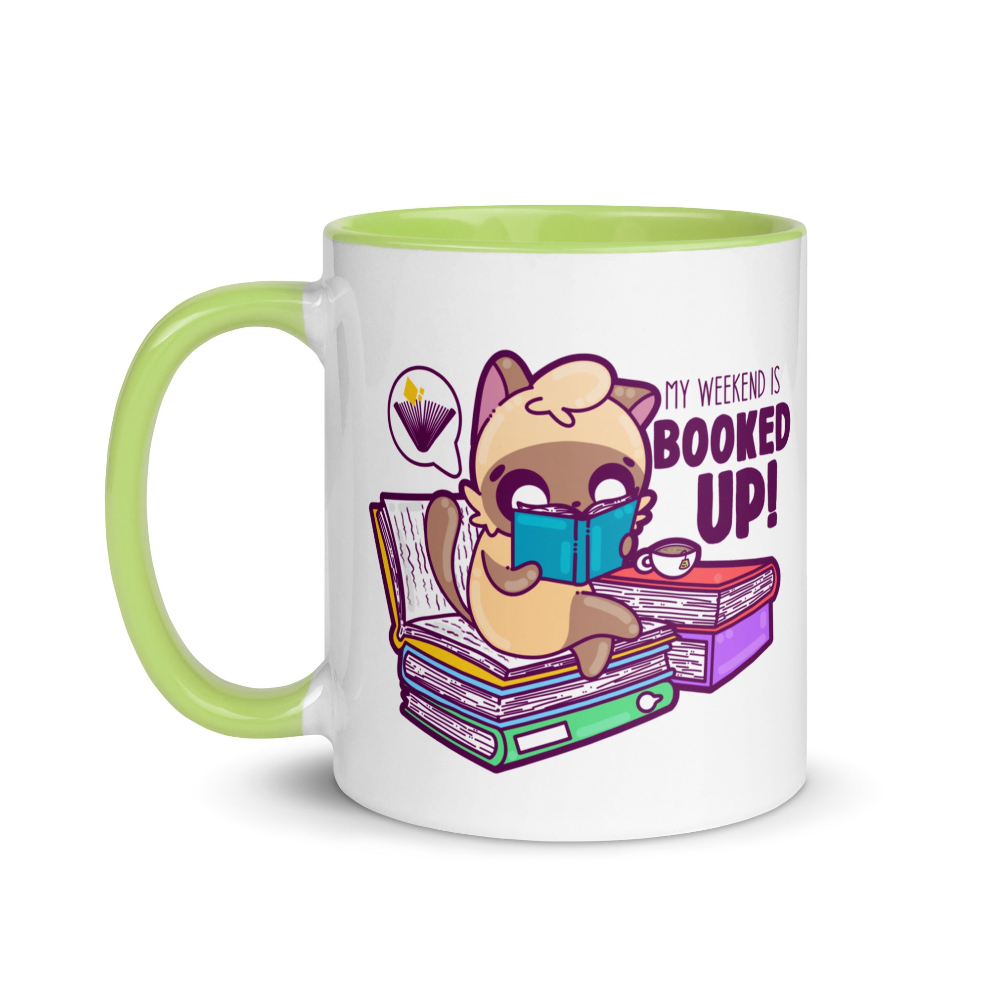 MY WEEKEND IS ALL BOOKED UP - Mug with Color Inside - ChubbleGumLLC