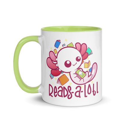 READS A LOTL - Mug with Color Inside - ChubbleGumLLC