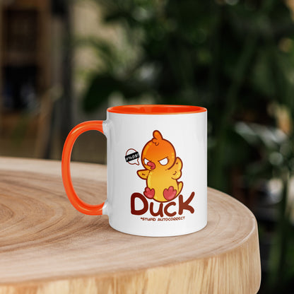 DUCK STUPID AUTOCORRECT - Mug with Color Inside - ChubbleGumLLC