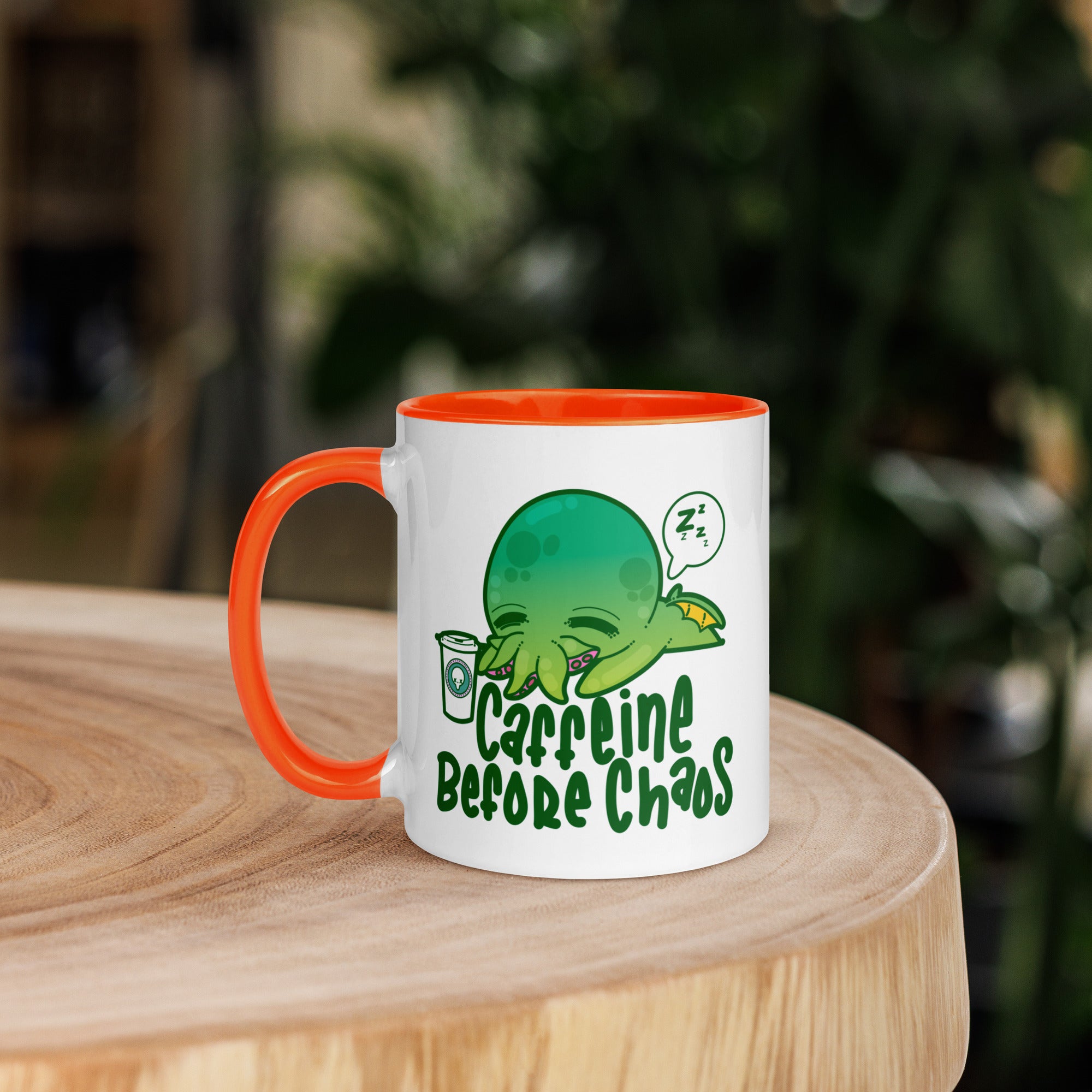 CAFFEINE BEFORE CHAOS - Mug with Color Inside - ChubbleGumLLC