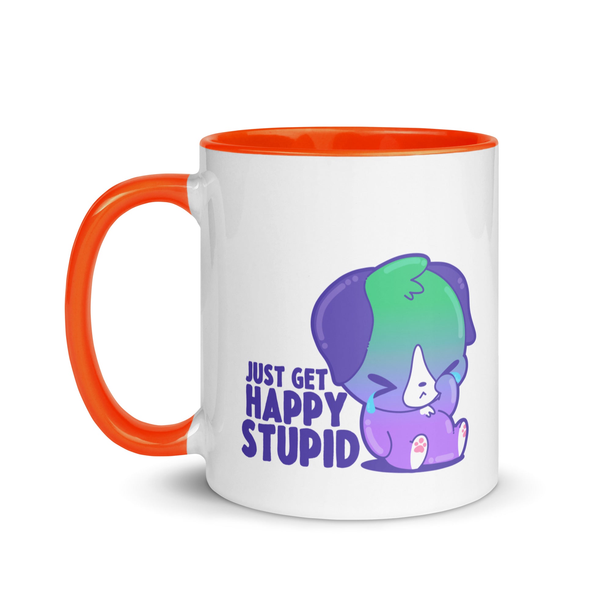 JUST GET HAPPY STUPID - Mug With Color Inside - ChubbleGumLLC