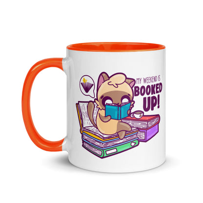 MY WEEKEND IS ALL BOOKED UP - Mug with Color Inside - ChubbleGumLLC