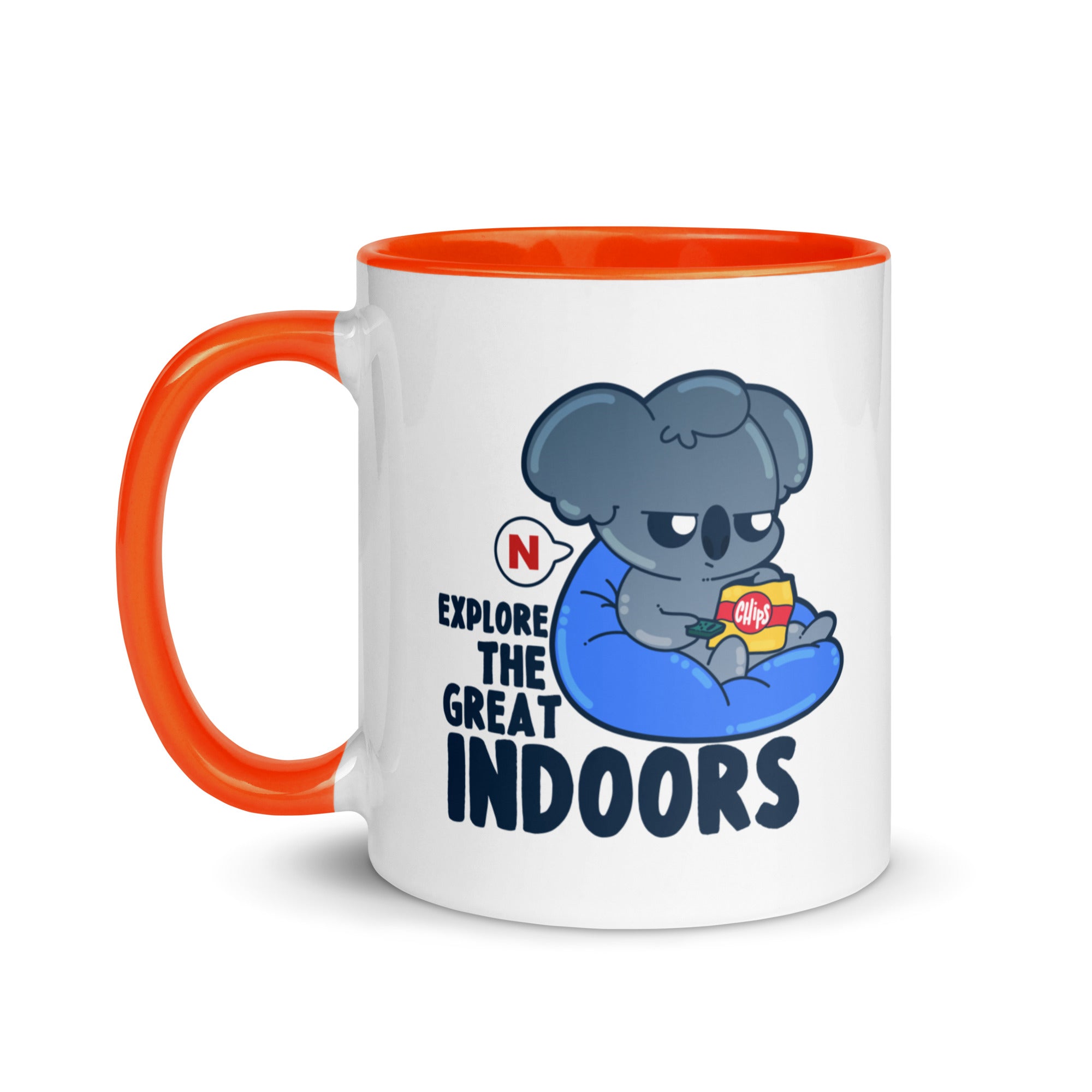 EXPLORE THE GREAT INDOORS - Mug with Color Inside - ChubbleGumLLC